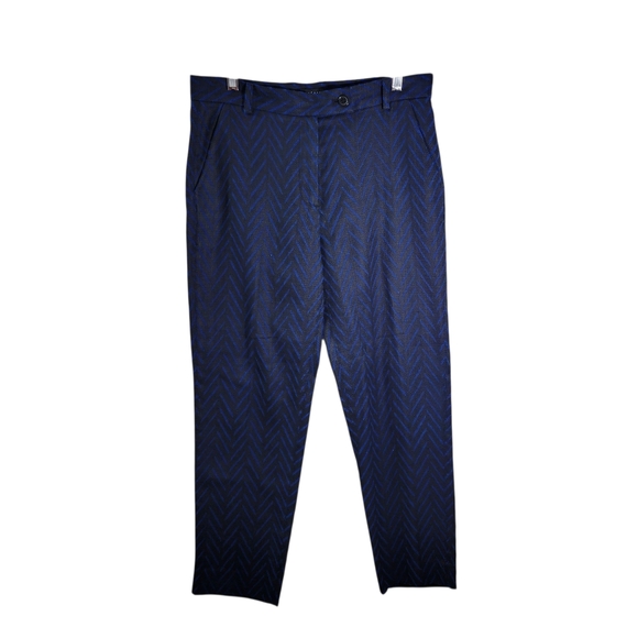 Madewell Pants - Madewell Et Sezane Blue Chevron Patterned Crop Trouser Pant